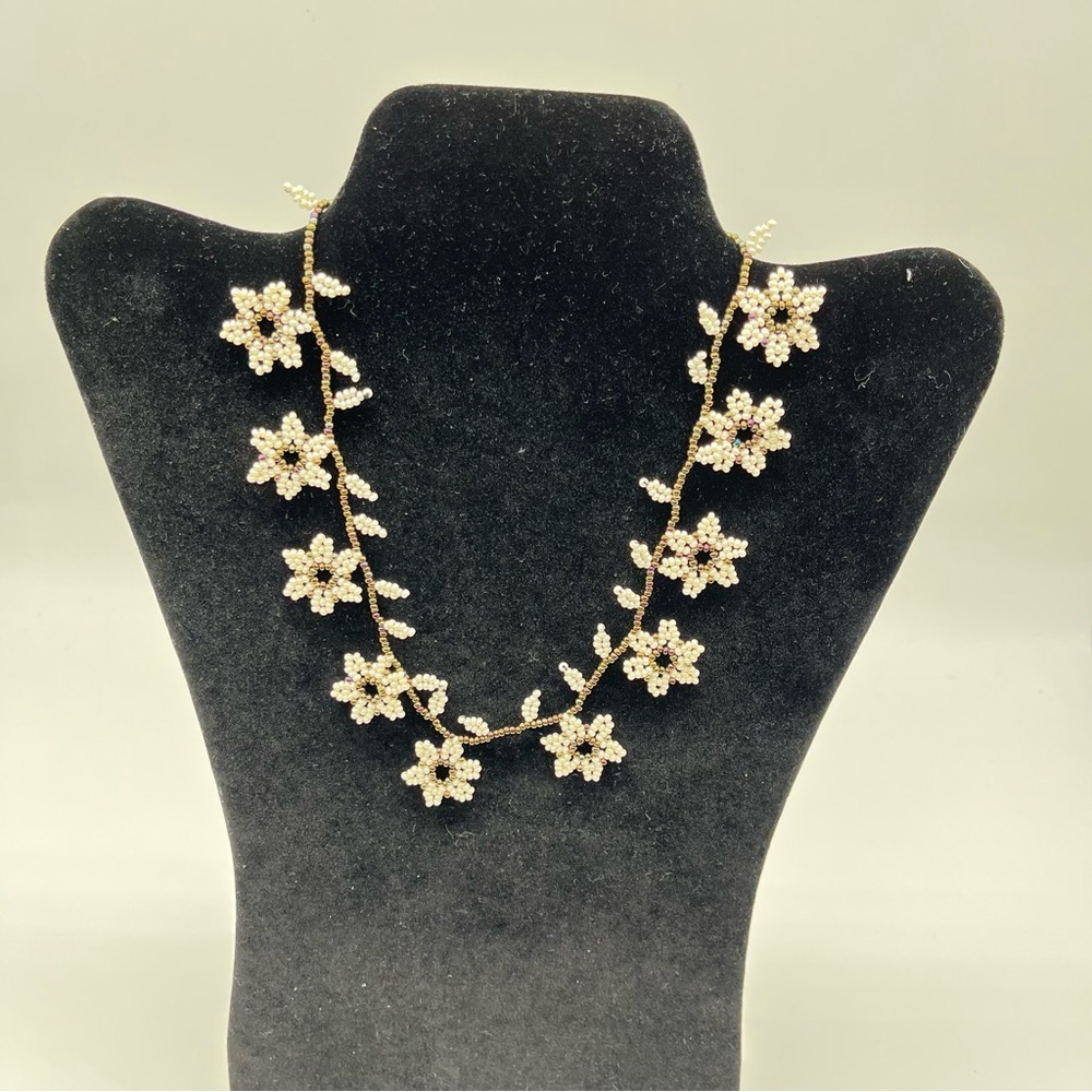 Handmade Floral Colourful & Shiny Beaded Necklace